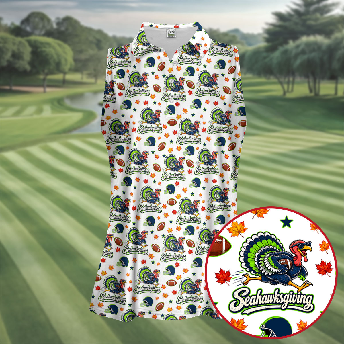 Seahawksgiving Thanksgiving Golf Shirt, Ladies Golf Shirts, Golf Shirts For Women