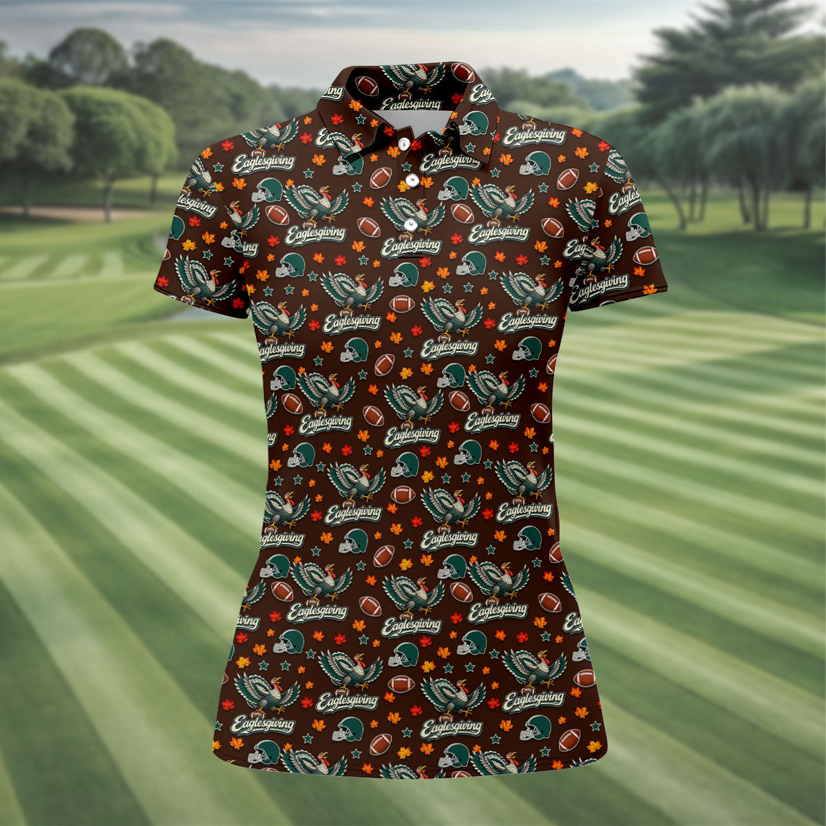 Eaglesgiving Thanksgiving Golf Shirt, Womens Golf Apparel, Golf Shirts For Women