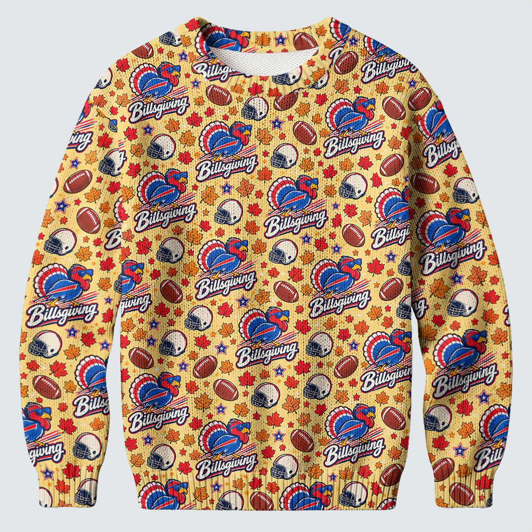 Yellow Football Leaves Ugly Christmas Sweater, Thanksgiving Golf Shirt, Funny Xmas Gift