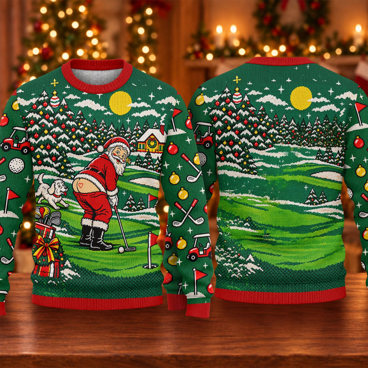Funny Santa Mooning Dog Ugly Christmas Sweater, Christmas Gifts, Ugly Sweater Party