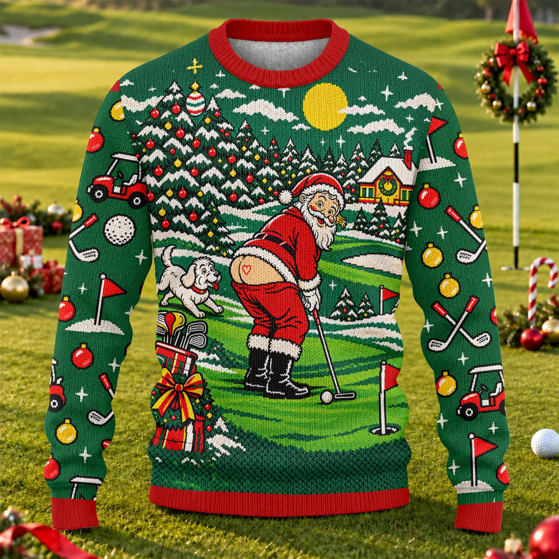Funny Santa Mooning Dog Ugly Christmas Sweater, Christmas Gifts, Ugly Sweater Party