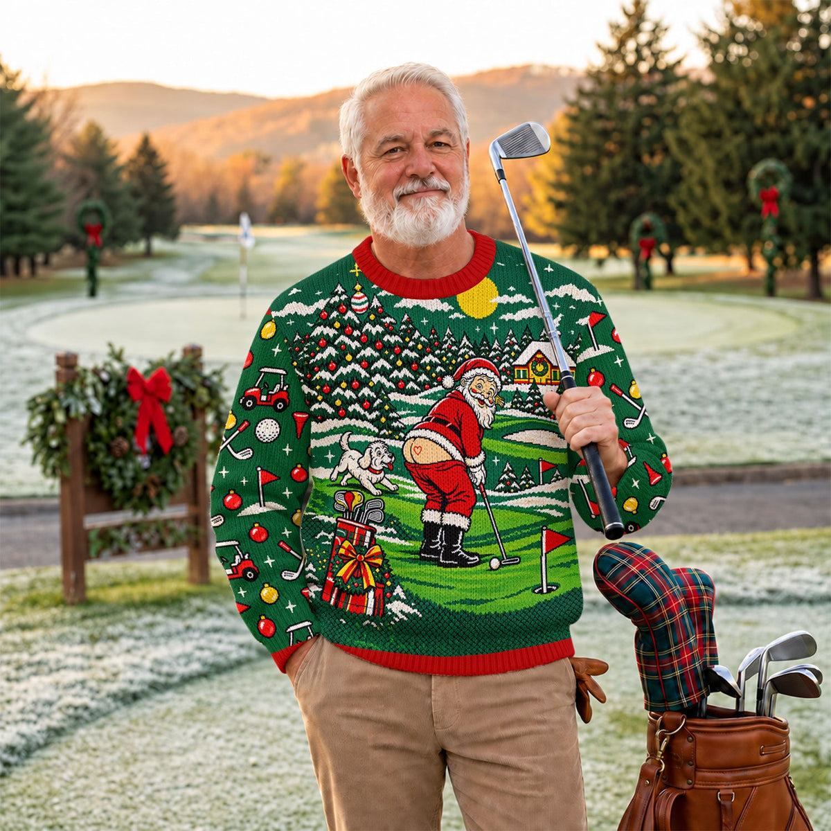 Funny Santa Mooning Dog Ugly Christmas Sweater, Christmas Gifts, Ugly Sweater Party