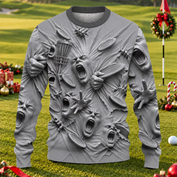 Screaming Faces Disc Golf Ugly Christmas Sweater, Ugly Sweater Party, Funny Xmas Gift