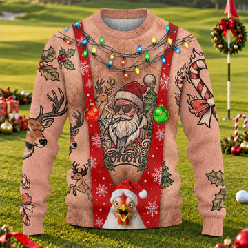 Santa Suspenders Tattoo Ugly Christmas Sweater, Golf Lover Gifts, Christmas Gifts