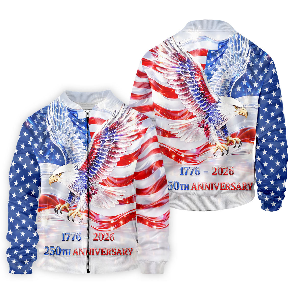 Bold Eagle American Flag Golf Shirt, Patriotic 4th Of July 250 Years Golf Shirts For Men