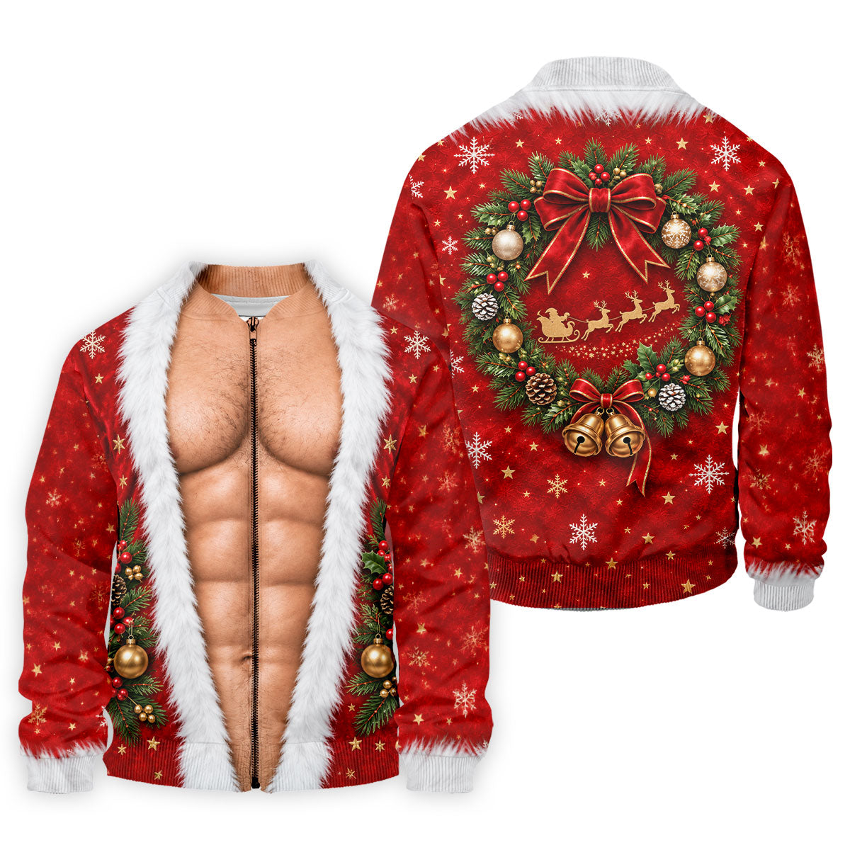 Santa Muscle Body Christmas Golf Shirt, Mens Golf Polo, Golf Shirts For Men