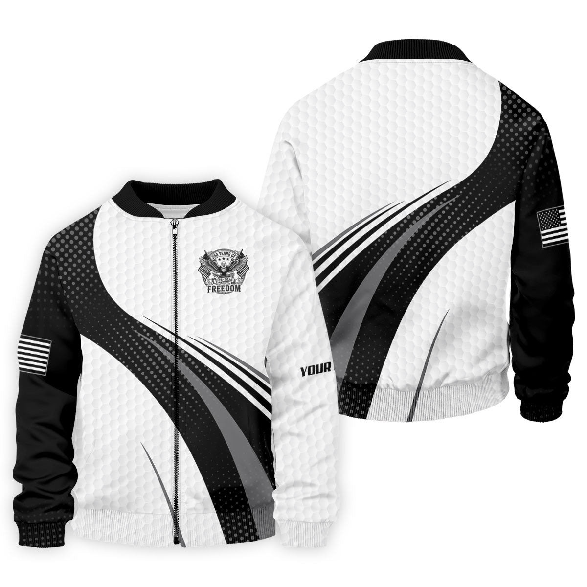 250 Years Of Freedom Black And White Patriotic Golf Shirt, 4th Of July Golf Shirts For Men