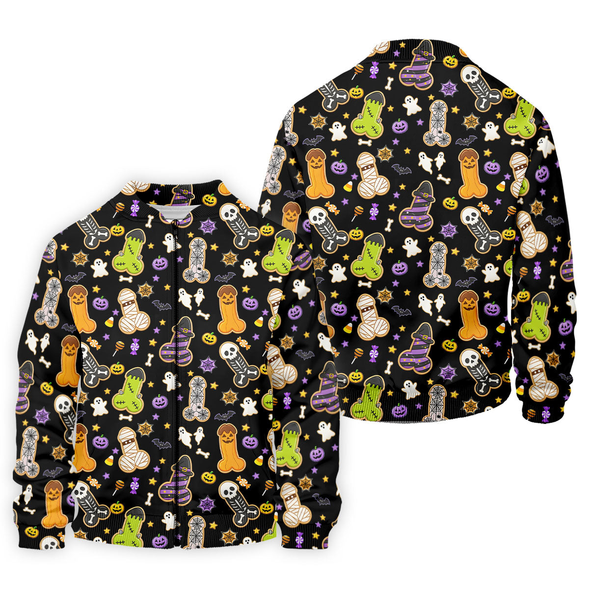 Funny Adult Halloween Cookie Pattern Polo Shirt, Men's Golf Shirt, Printed Golf Shirts