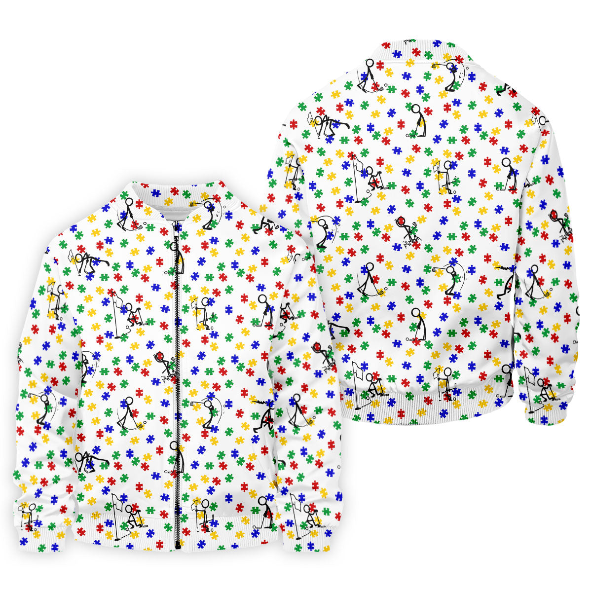 Funny Stick Figure Autism Puzzle Polo ShirtFor Men, Autism Awareness Golf Shirt, Golfing Apparel