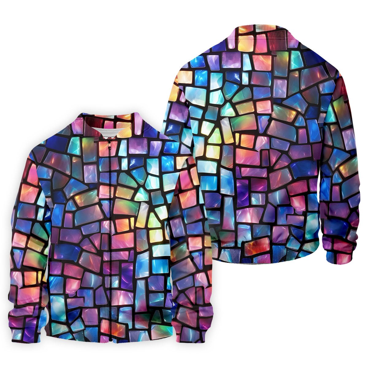 Colorful Stained Glass Mosaic Pattern Golf Shirt, Men's Golf Shirt, Golf Polo Shirts For Men, Mens Golf Apparel