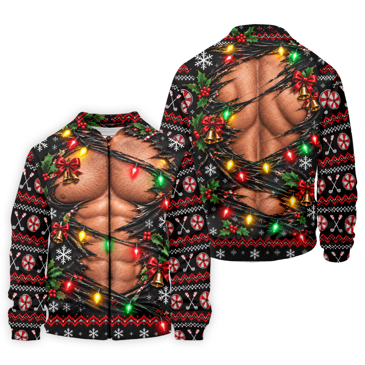 Christmas Ripped Muscle Polo Shirt, Christmas Golf Shirt For Men, Mens Golf Apparel