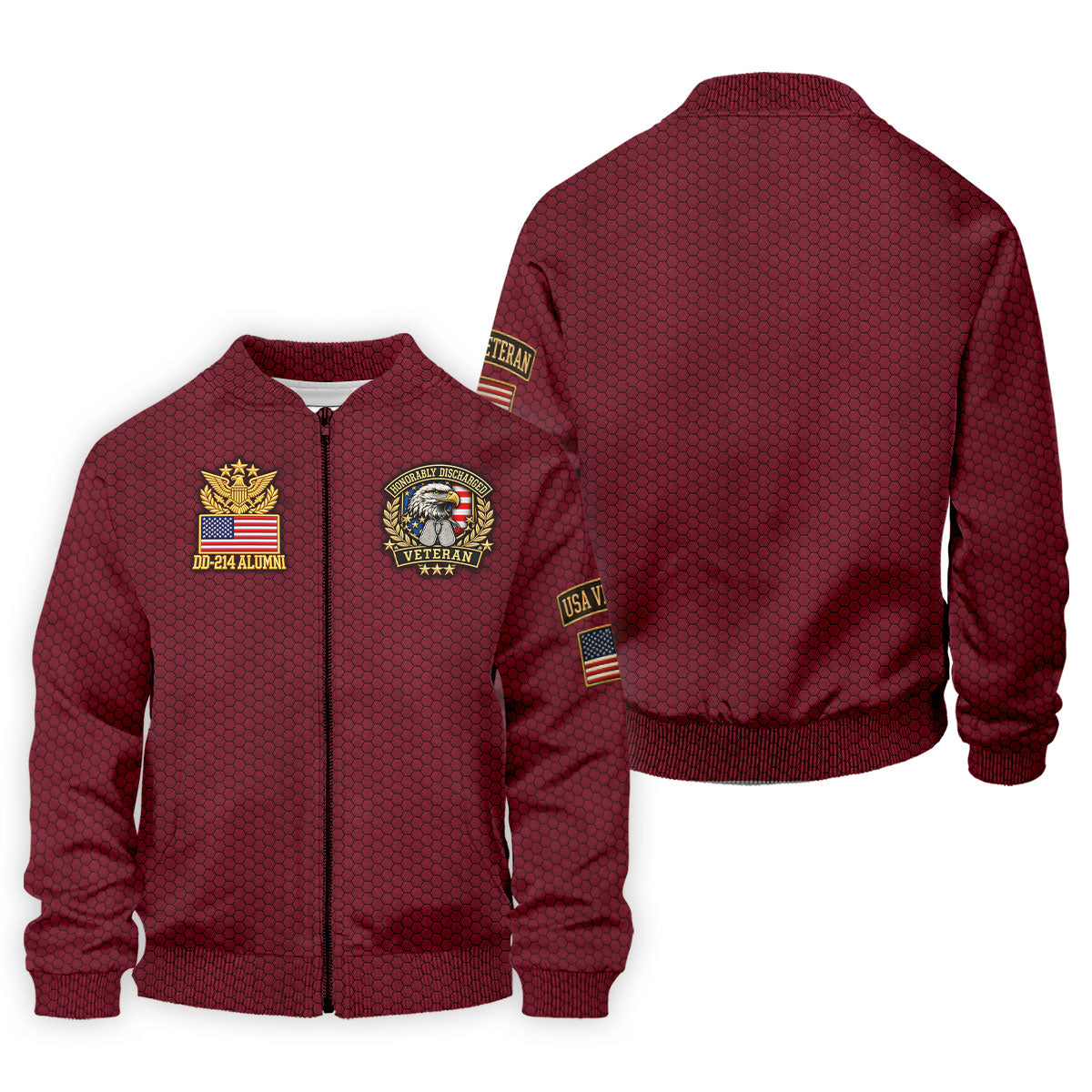 DD-214 Burgundy Honeycomb Veteran Polo Shirt, Veterans Day Shirt, Golf Shirts For Men