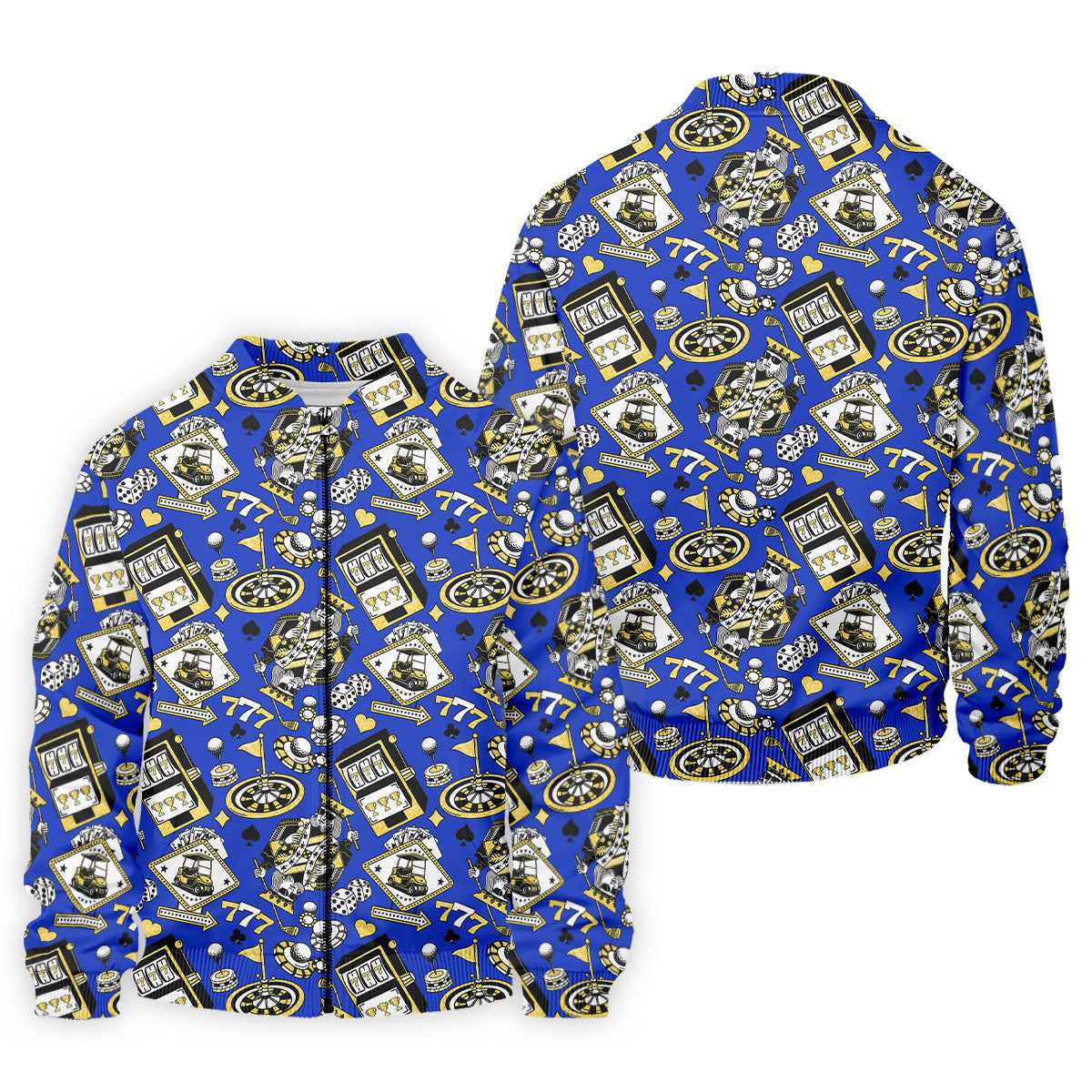 Casino Golf Pattern Blue Hawaiian Golf Polo Shirt, Golf Shirts For Men, Mens Golf Apparel