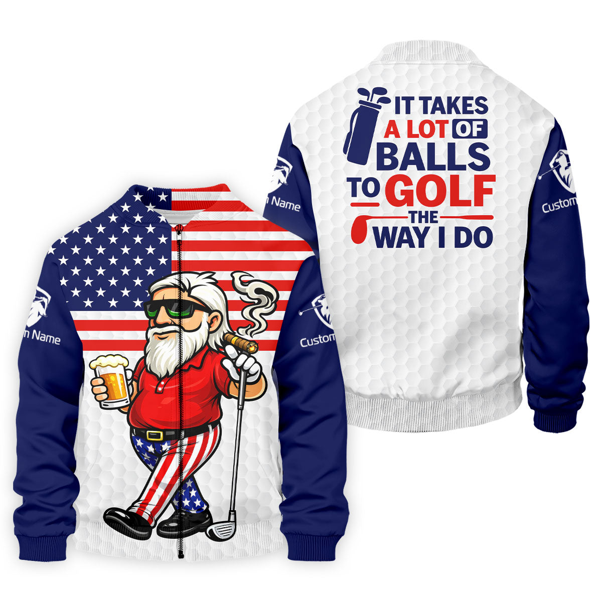 It Takes A Lot Of Ball To Golf The Way I Do Patriotic Man 4th Of July Golf Shirt, 250 Years Polo Shirts For Men