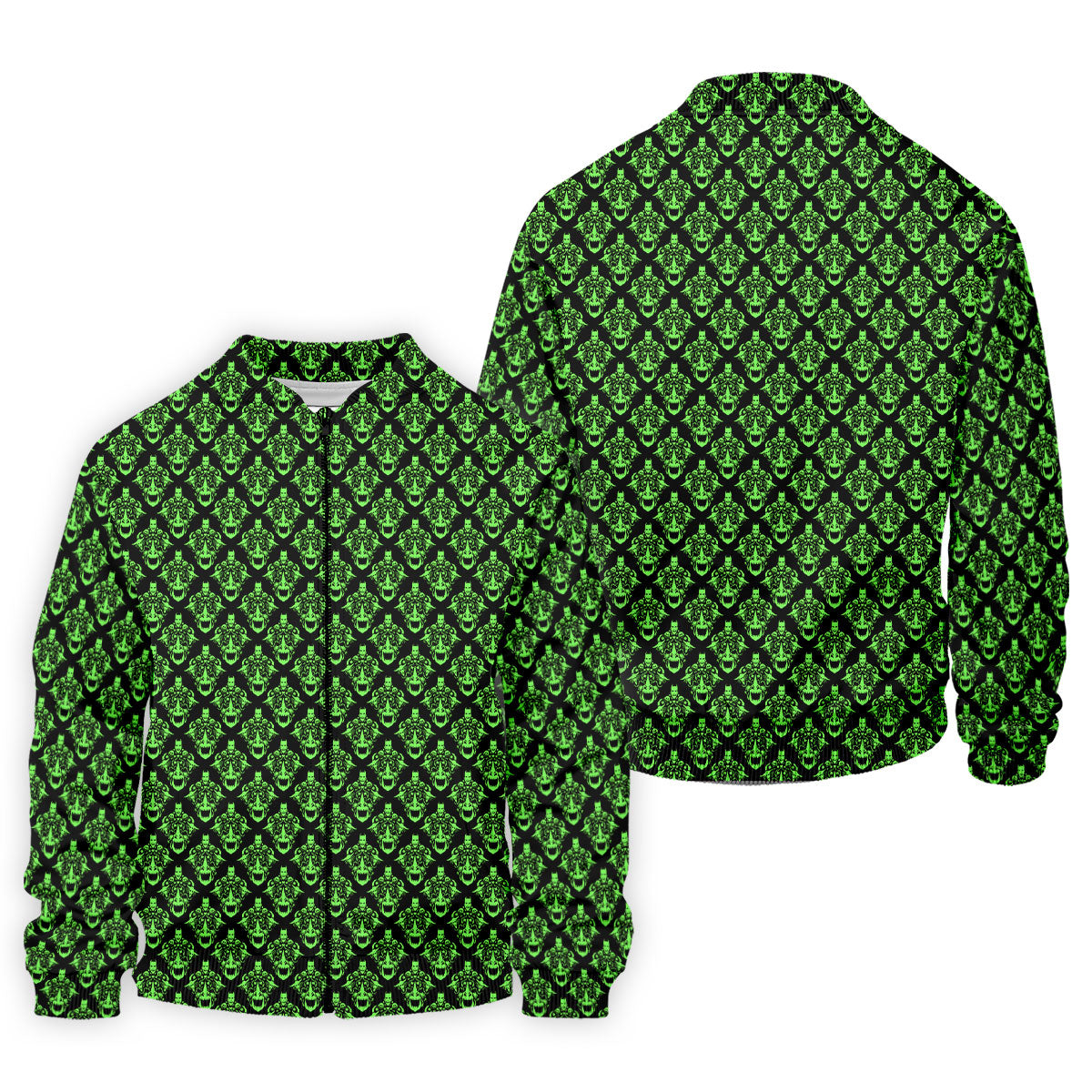 Neon Green Horror Character Pattern Golf Shirt, Mens Golf Polo, Halloween Golf Shirt