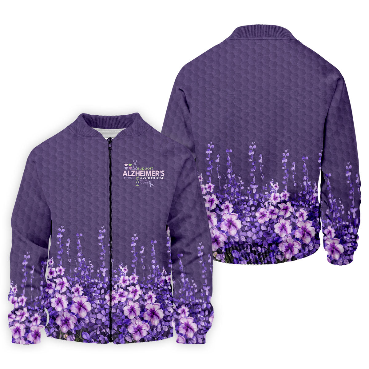 Purple Alzheimer's Awareness Floral Polo Shirt, Golf Polo Shirts For Men, Mens Golf Polo