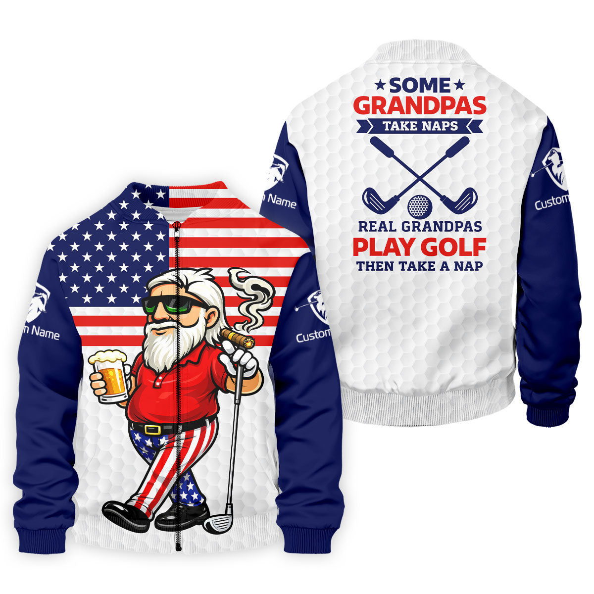 Real Grandpas Play Golf Father's Day 4th Of July Golf Shirt, 250 Years Polo Shirts For Men