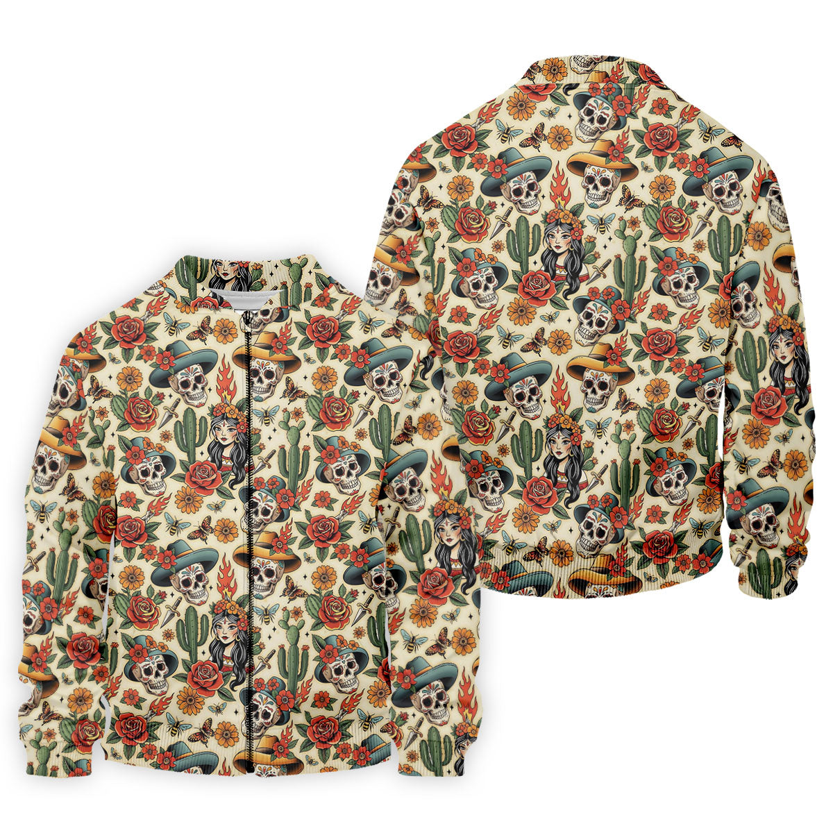 Day Of The Dead Sugar Skull Floral Polo Shirt, Mens Golf Polo, Hawaiian Golf Shirt