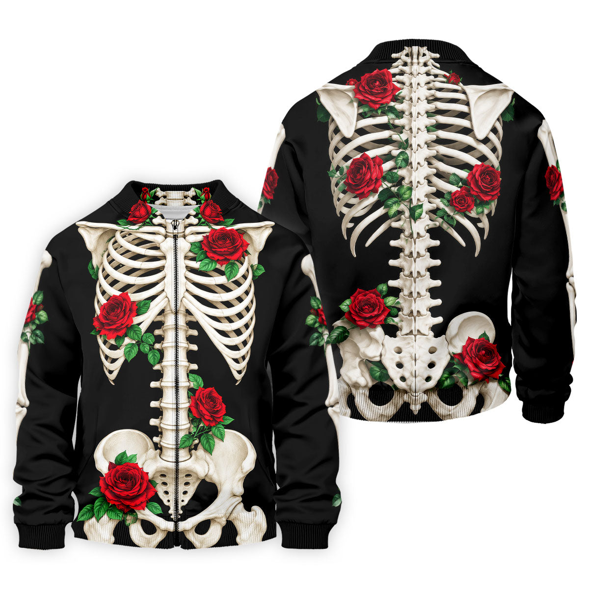 Skeleton Rib Cage And Red Roses Halloween Polo Shirt, Polo Shirts For Men, Mens Golf Shirts