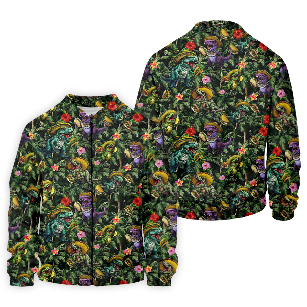 Hawaiian Dinosaur Sombreros Tacos Cinco De Mayo Celebration Fiesta Themed Golf Shirts For Men