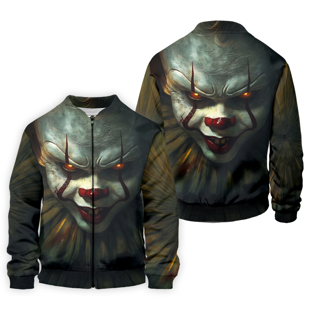 Scary Clown Face Halloween Polo Shirt, Golf Polo Shirts For Men, Mens Golf Apparel