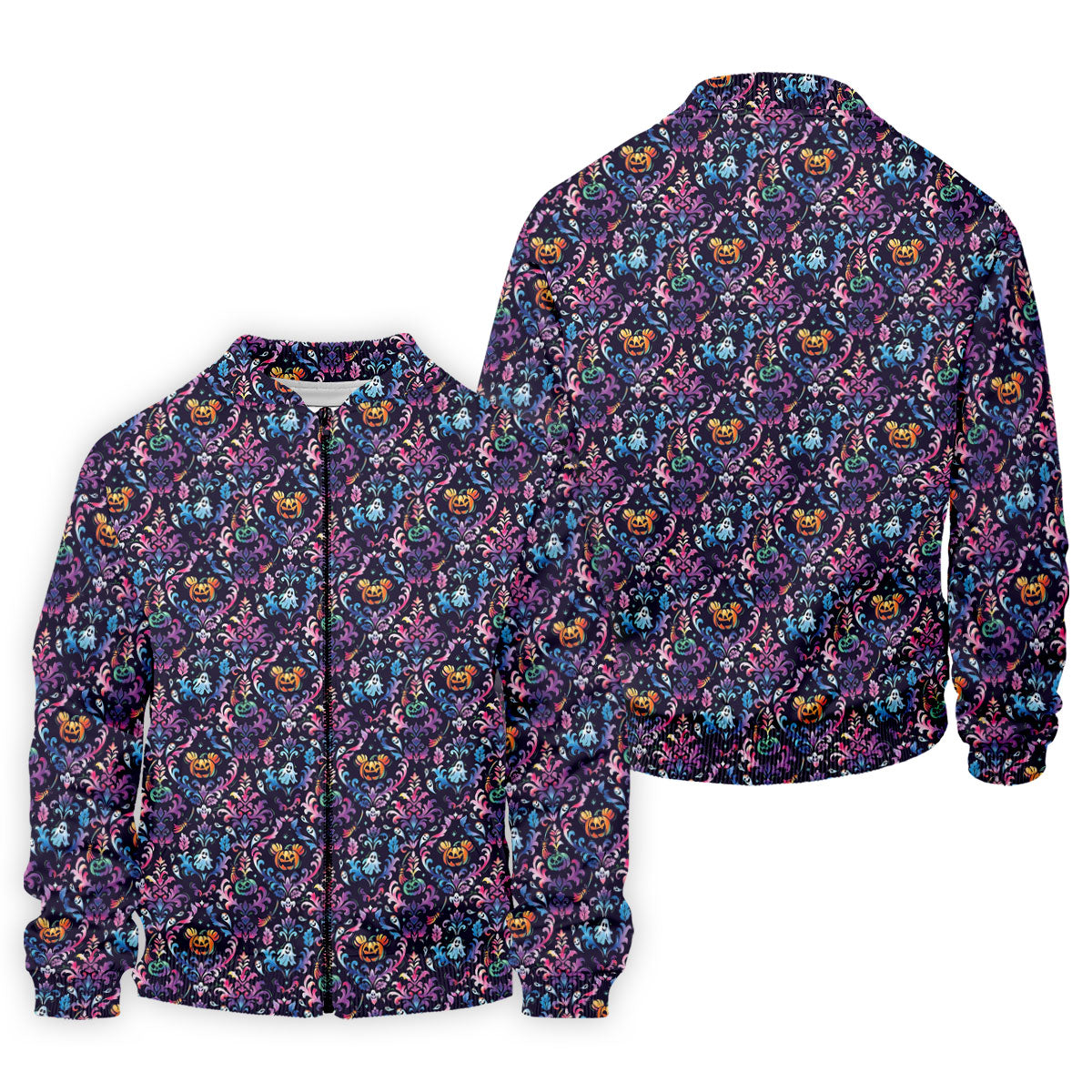 Colorful Ghost Pumpkin Floral Halloween Polo Shirt, Mens Golf Polo, Printed Golf Shirts