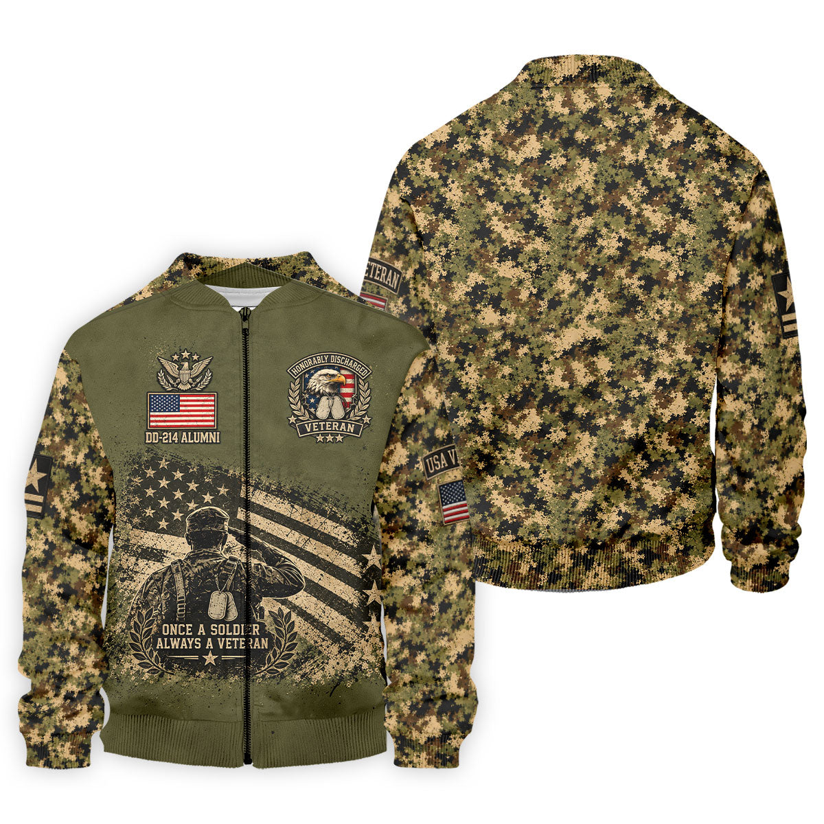 DD-214 Soldier Flag Camo Golf Polo Shirt, Mens Golf Apparel, Veterans Day Golf Shirt