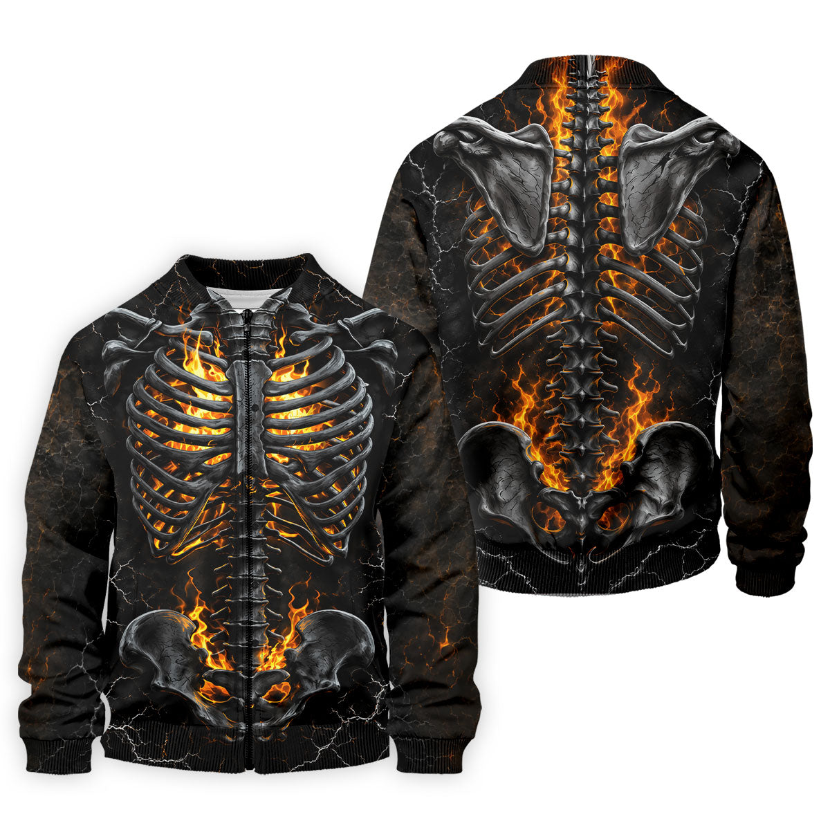 Burning Skeleton Rib Cage Halloween Polo Shirt, Mens Polo Shirts, Golf Apparel For Men