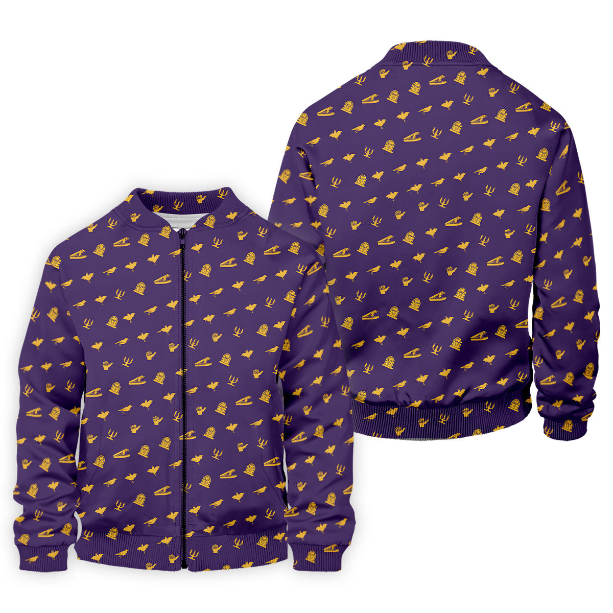 Purple Gravestone Bat Halloween Pattern Polo Shirt, Golf Shirts For Men, Mens Polo Shirts