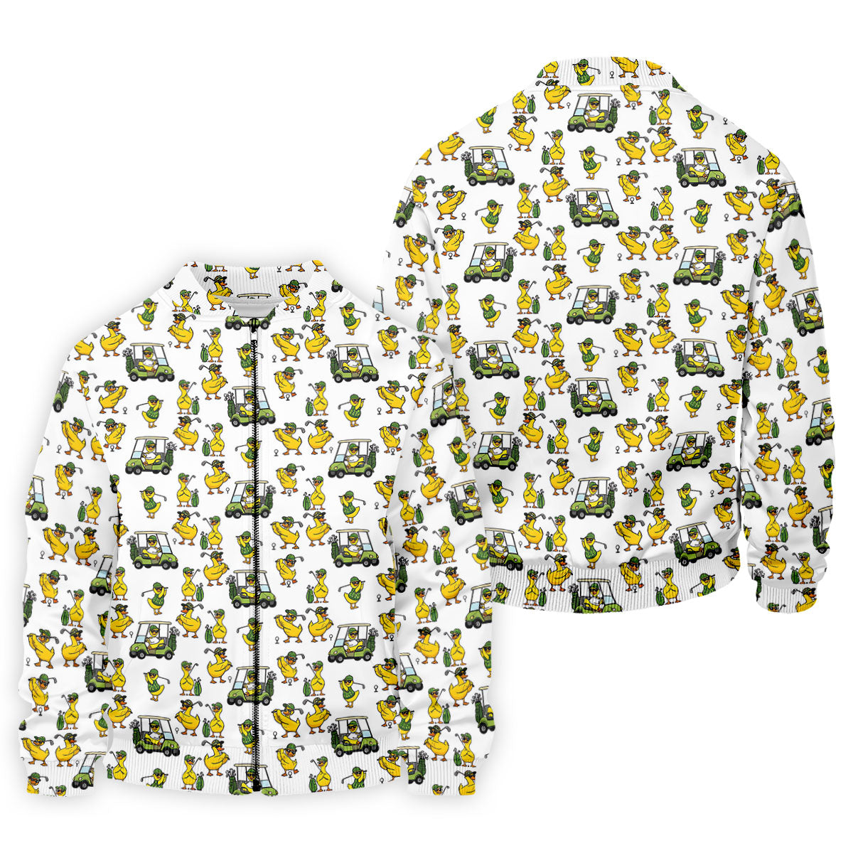 Funny Golfing Duck And Golf Cart Pattern Polo Shirt, Mens Golf Polo, Golf Shirts For Men