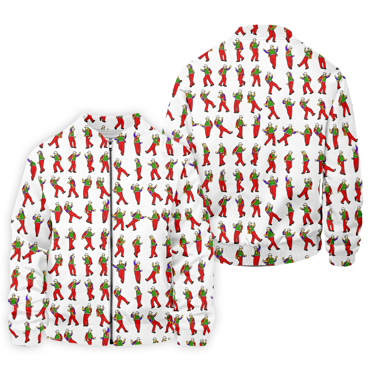 Colorful Dancing Character Pattern Polo Shirt, Hawaiian Golf Shirt, Mens Golf Apparel