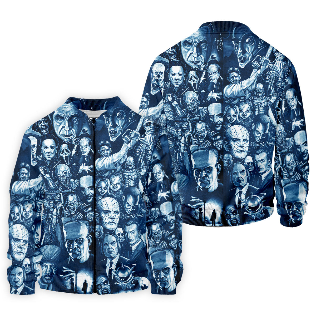 Horror Character Collage Halloween Polo Shirt, Printed Golf Shirts, Golf Apparel For Men