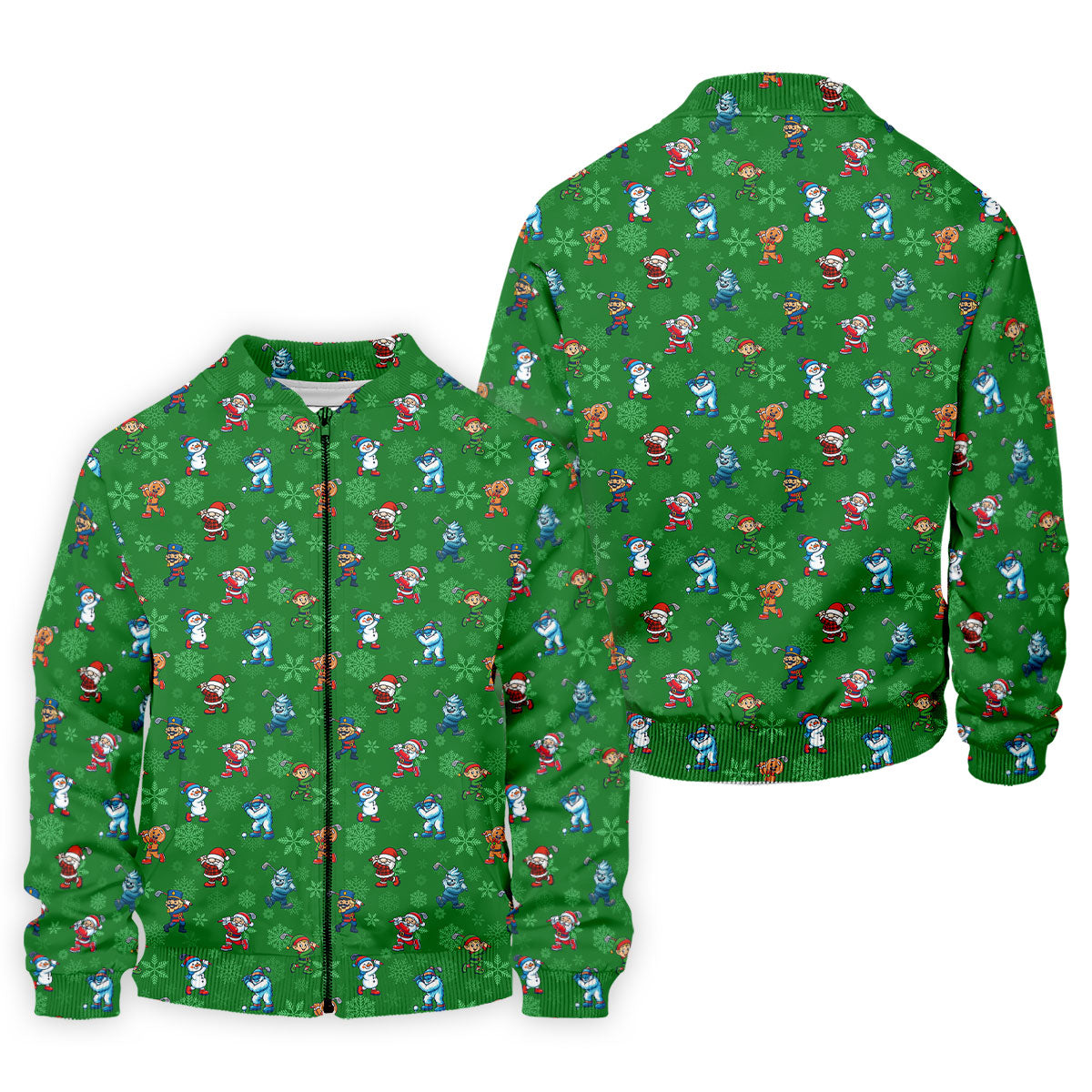 Funny Christmas Characters Golf Pose Green Golf Shirt, Christmas Golf Shirt, Polo Shirts For Men