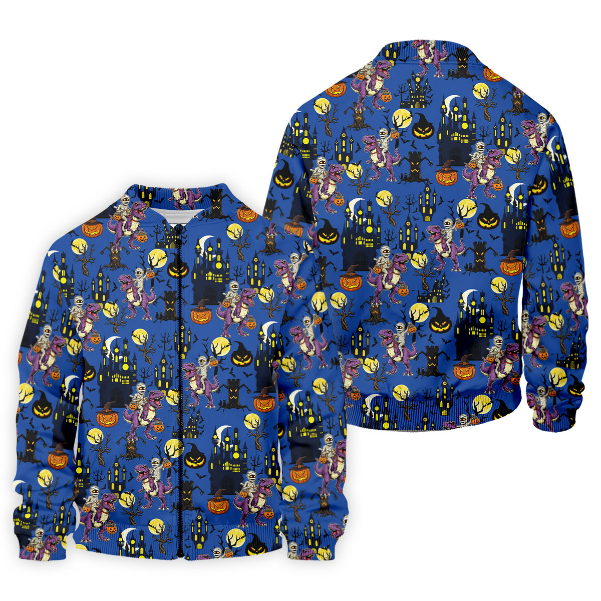 Dinosaur Mummy Pumpkin Halloween Polo Shirt, Mens Golf Shirts, Golf Polo Shirts For Men