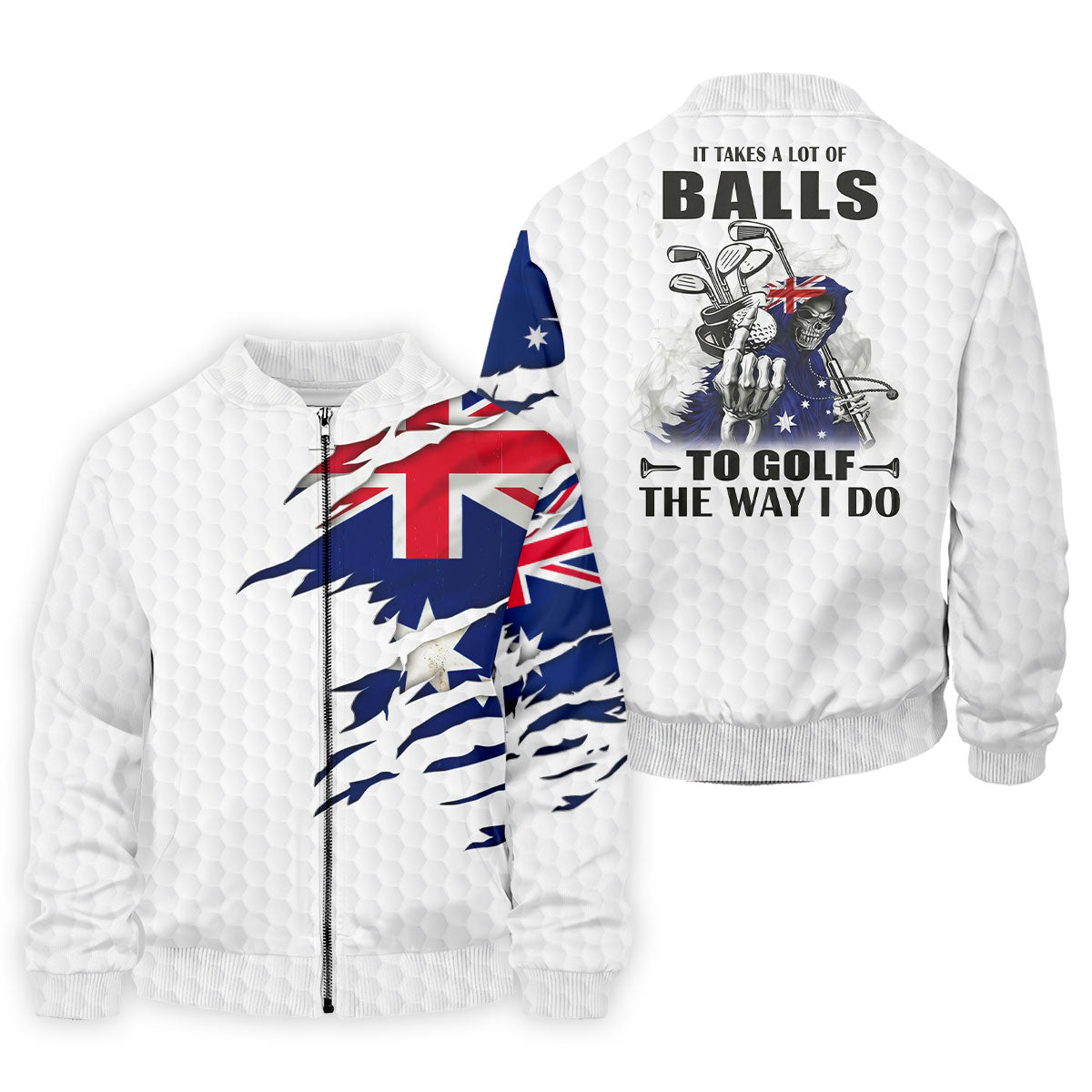 It Takes A Lot Of Ball To Golf The Way I Do Australia Flag Print Men's Golf Top, Golf Shirts For Men