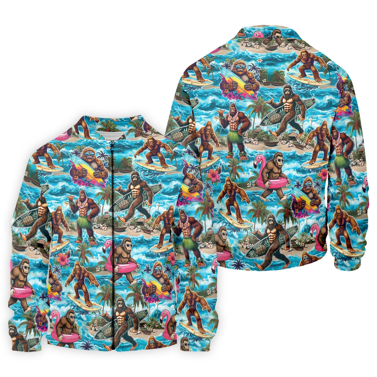 Funny Bigfoot Hawaiian Golf Shirt, Beach Theme Men's Golf Shirt, Polo Shirts For Men