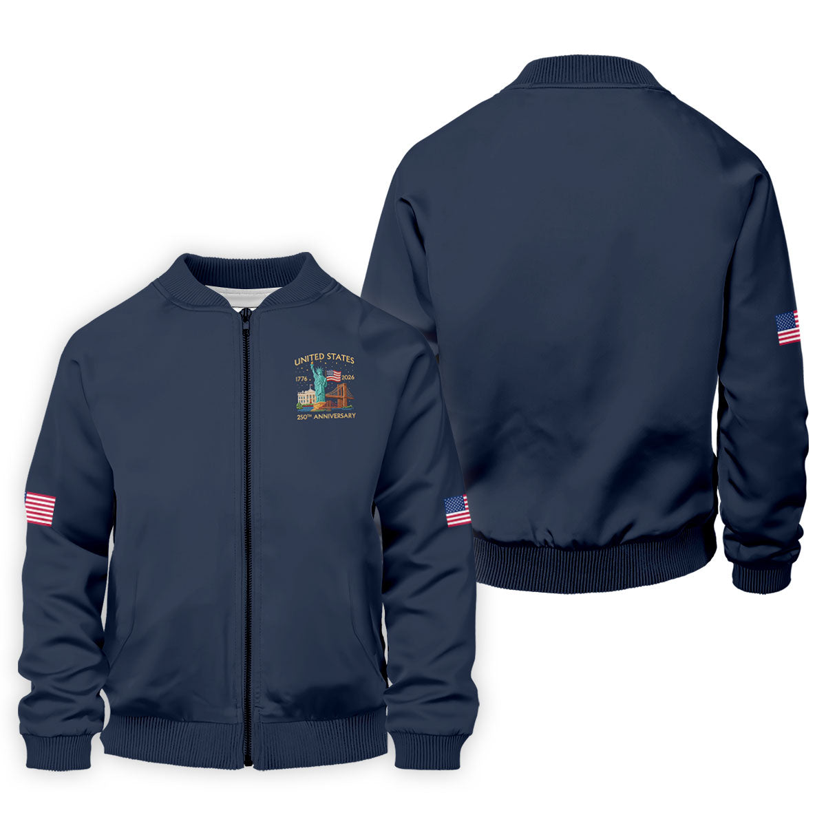 US 250th Anniversary Patriotic Golf Shirt, American Symbols 4th Of July Golf Shirts For Men