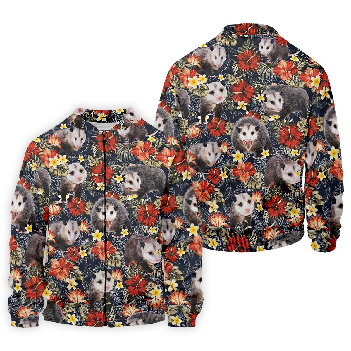 Cute Possums Hibiscus Flowers Golf Polo, Island Foliage Hawaiian Golf Shirt, Golf Tops For Men, Golfing Apparel