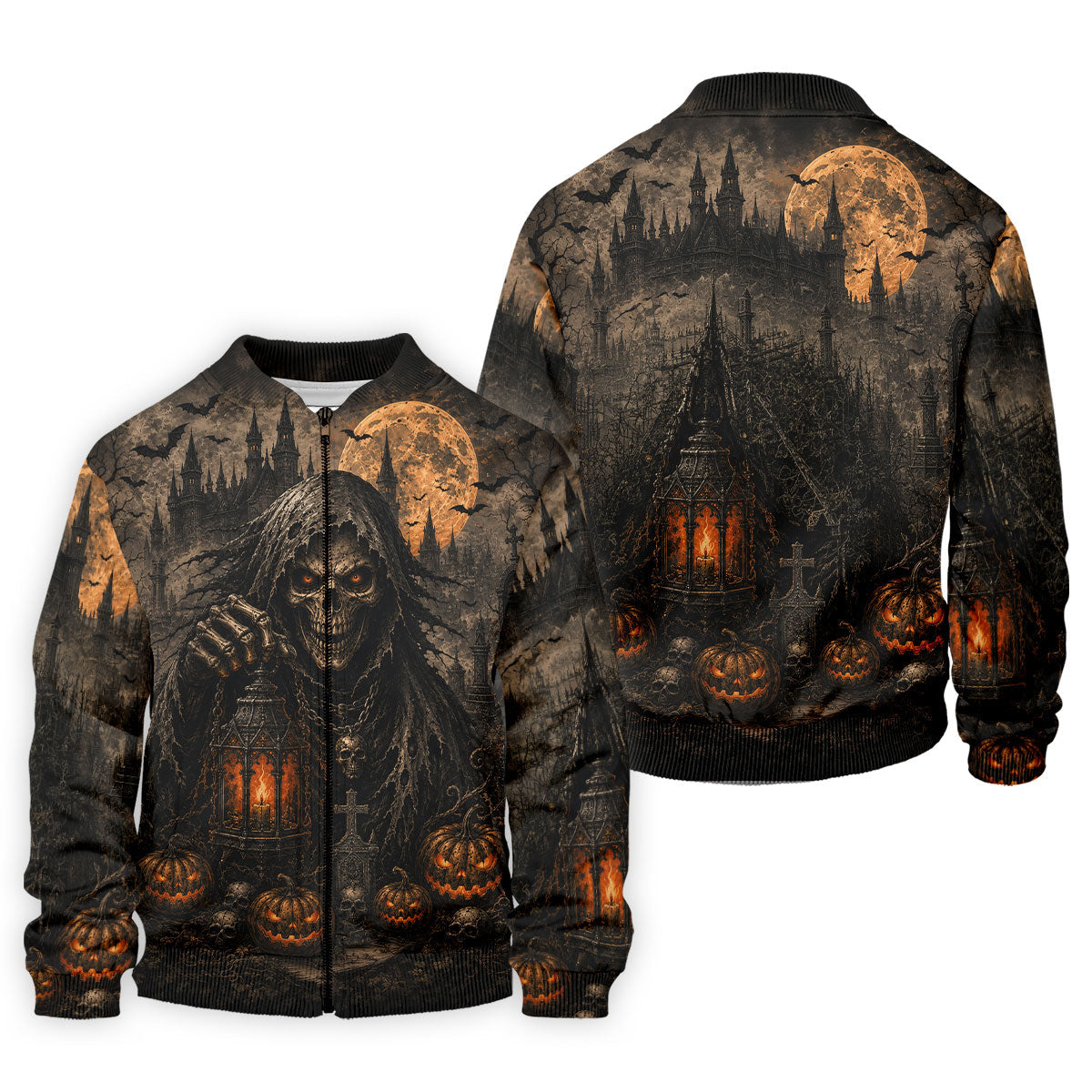 Grim Reaper Lantern Halloween Horror Character Polo Shirt, Mens Golf Polo, Mens Golf Apparel