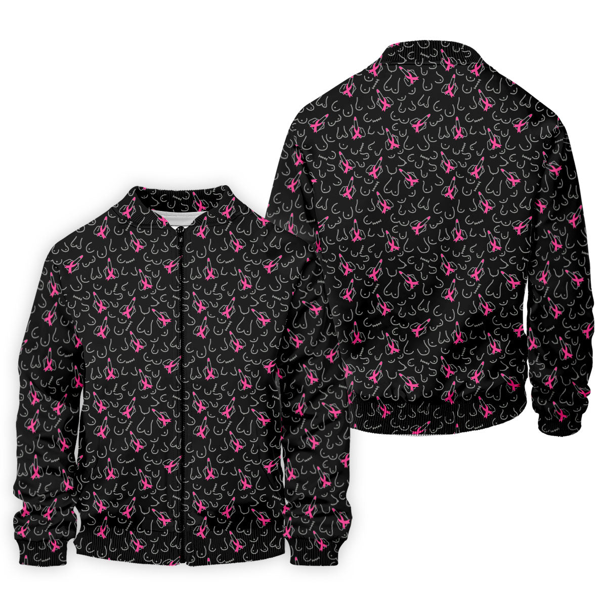 Breast Cancer Ribbon Middle Finger Polo Shirt, Mens Polo Shirts, Men's Golf Shirt