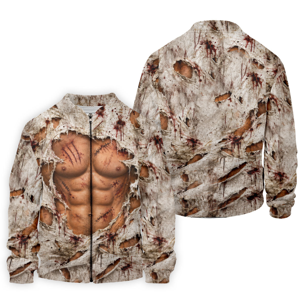 Torn Shirt Muscle Chest Illusion Halloween Polo Shirt, Mens Golf Polo, Printed Golf Shirts