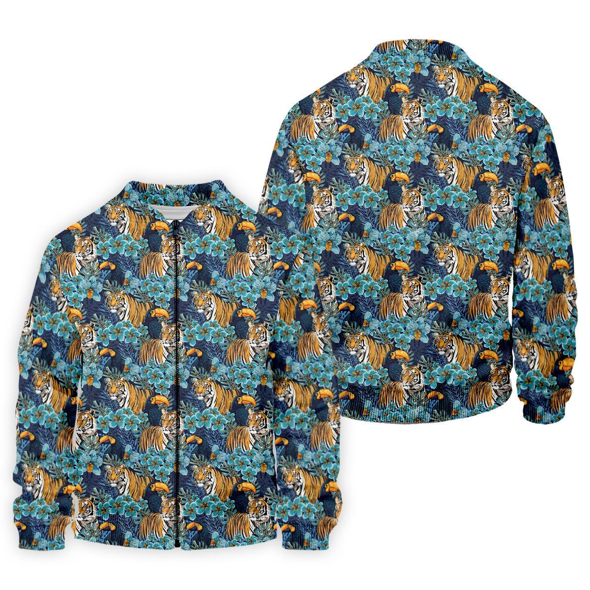 Tiger And Toucan Tropical Foliage Hawaiian Golf Shirt, Polo Shirts For Men, Golfing Apparel