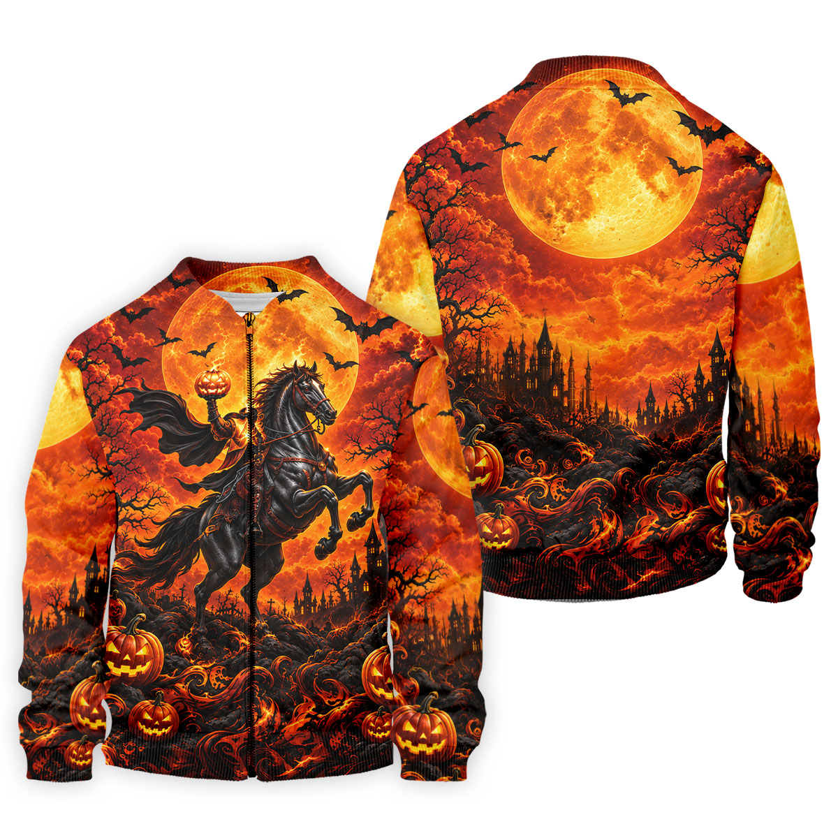 Fire Moon Rider Halloween Horror Character Polo Shirt, Golf Polo, Golf Shirts For Men