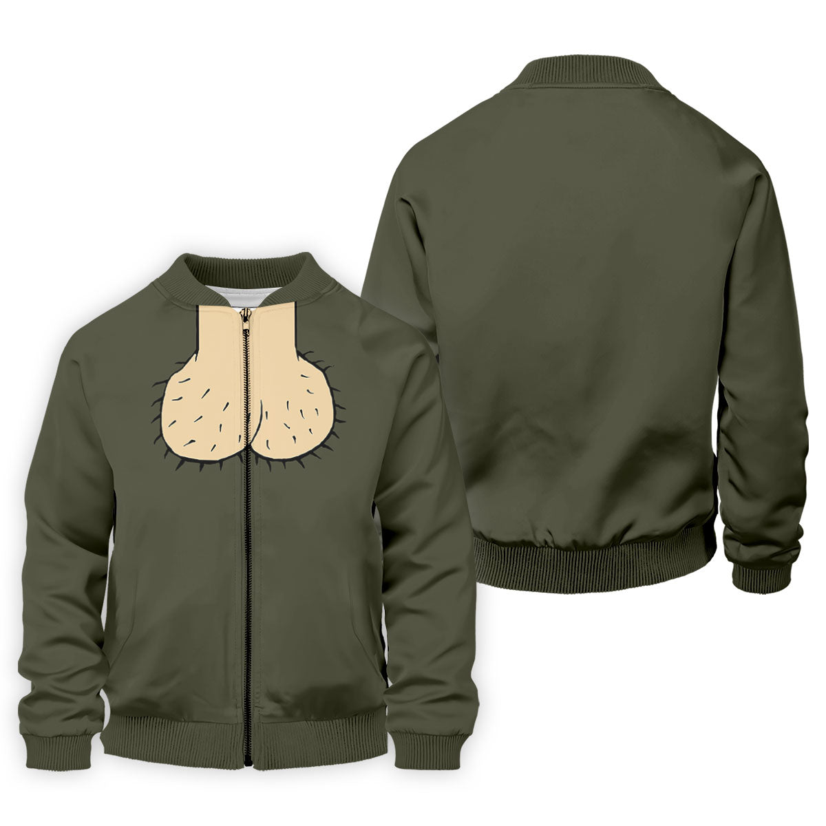 Olive Green Funny Dickhead Faux Chest Golf Shirt, Polo Shirts For Men, Golf Apparel For Men