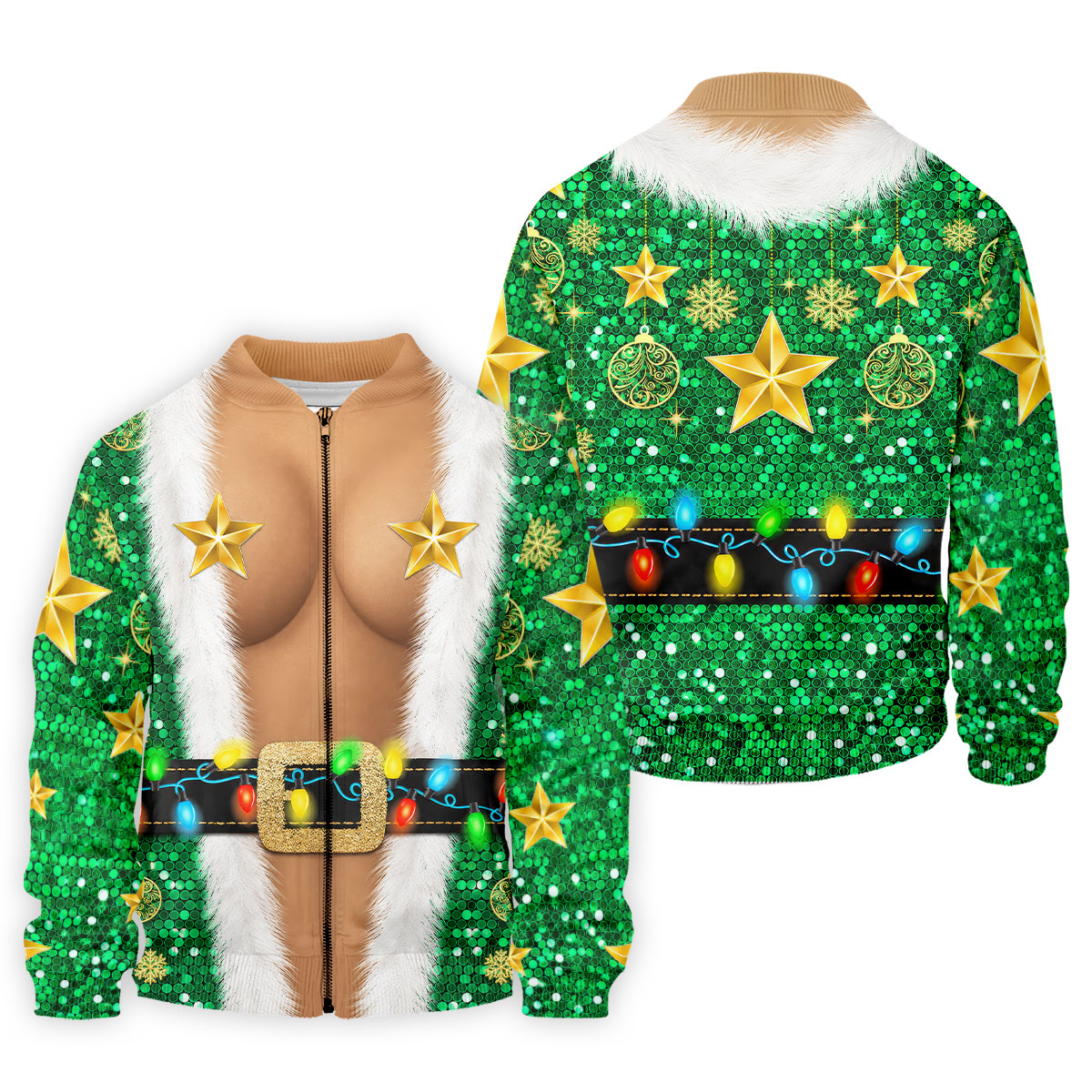 Green Santa Gold Stars Christmas Golf Polo Shirt, Mens Golf Shirts, Mens Polo Shirts
