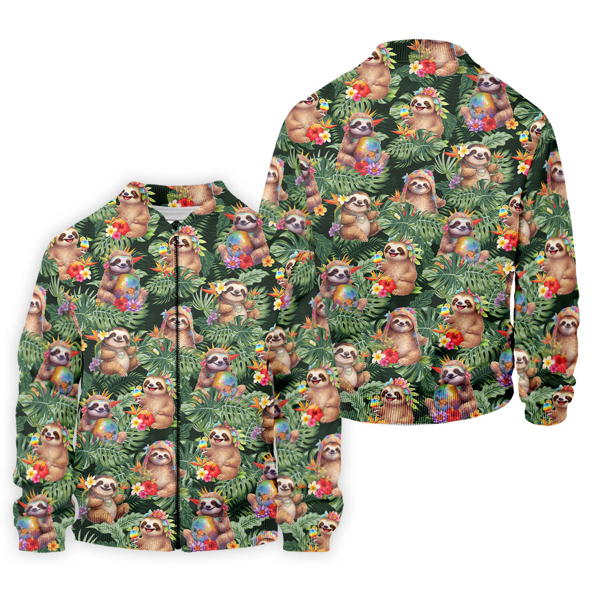 Funny Sloth Hawaiian Summer Golf Tops For Men, Hawaiian Golf Shirts, Polo Shirts For Men