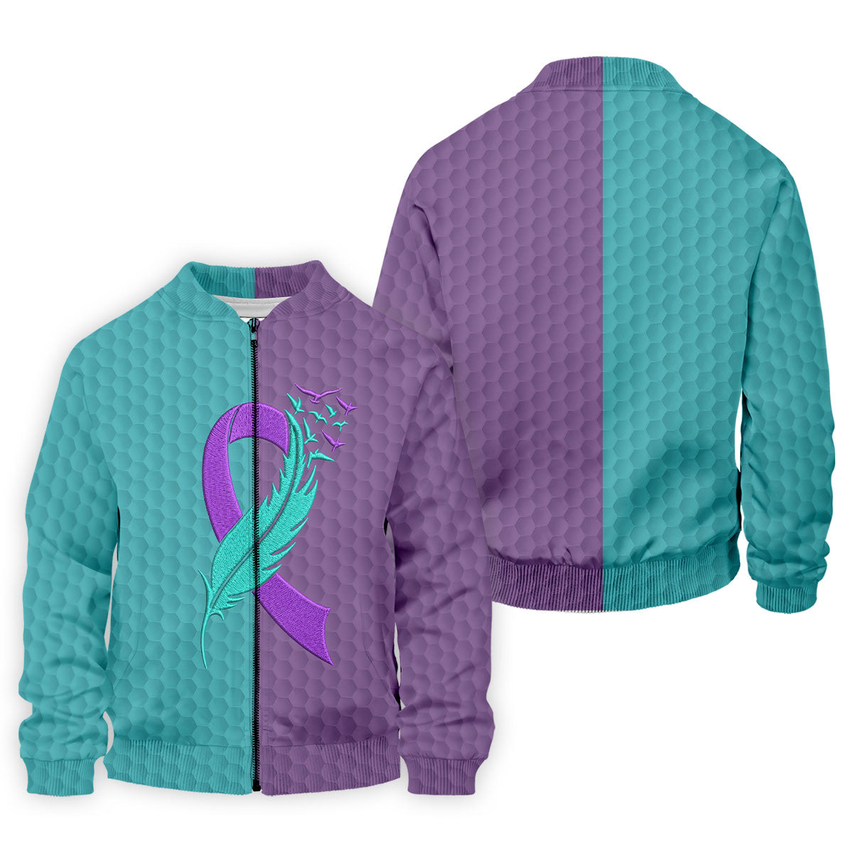 Suicide Prevention Ribbon Feather Birds Golf Polo Shirt, Mens Golf Polo, Mens Golf Apparel