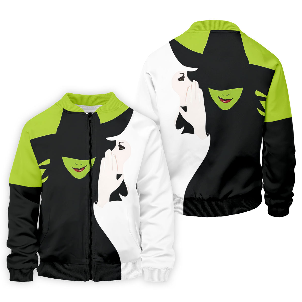 Green & White Witch Faces Halloween Golf Polo Shirt, Golf Apparel, Mens Golf Shirt
