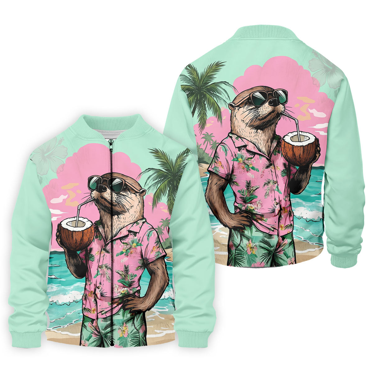 Funny Otter Tropical Summer Hawaiian Golf Shirt, Polo Shirts For Men, Golfing Apparel