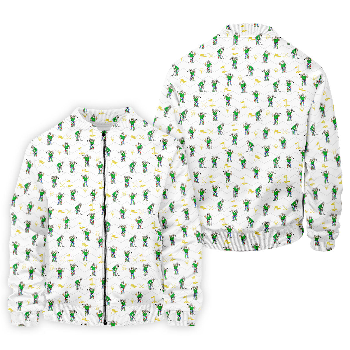 Funny Bearded Golfer Cartoon Pattern Polo Shirt, Mens Golf Polo, Polo Shirts For Men